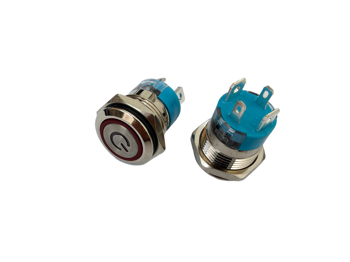 16mm 10A自复自锁电源标识金属按钮开关